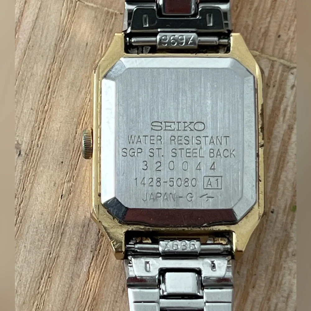 Seiko Super Rare Vintage Ladies Watch Octagonal Gold Dial Gold Bracelet